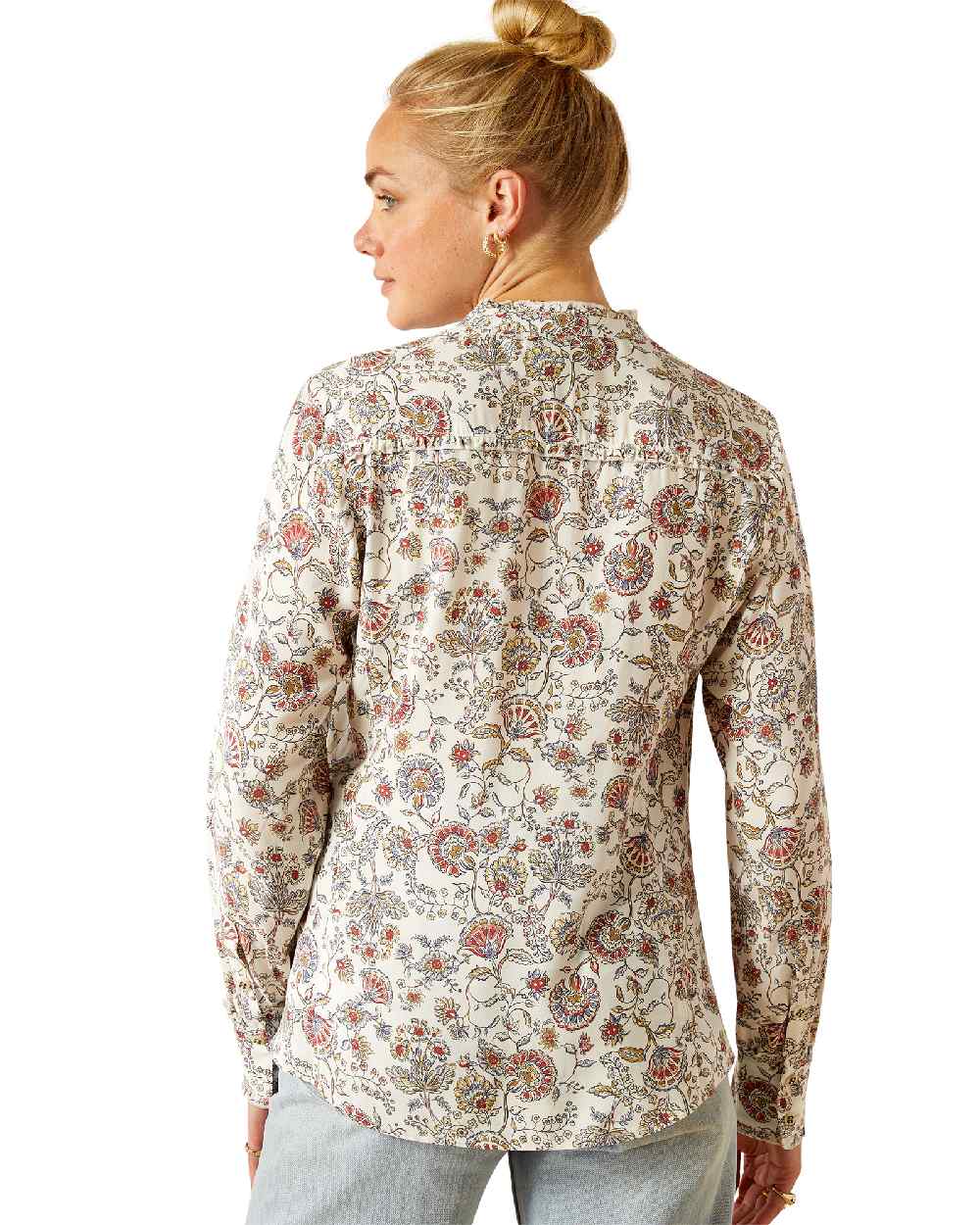 Paisley Perennial coloured Ariat Womens Clarion Blouse on white background 