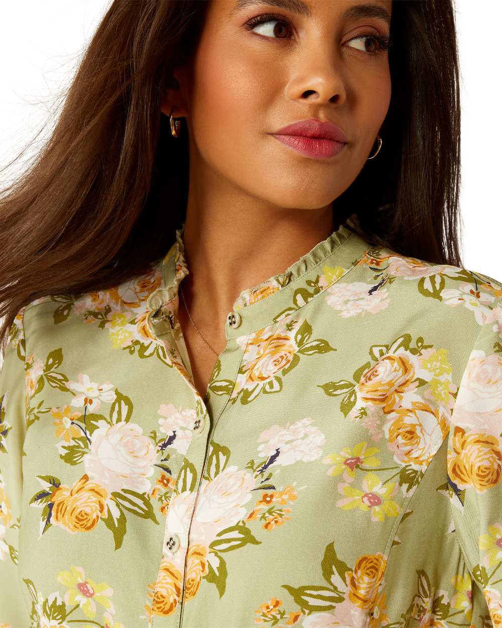 Rose Garden Print Ariat Womens Clarion Blouse on White background 