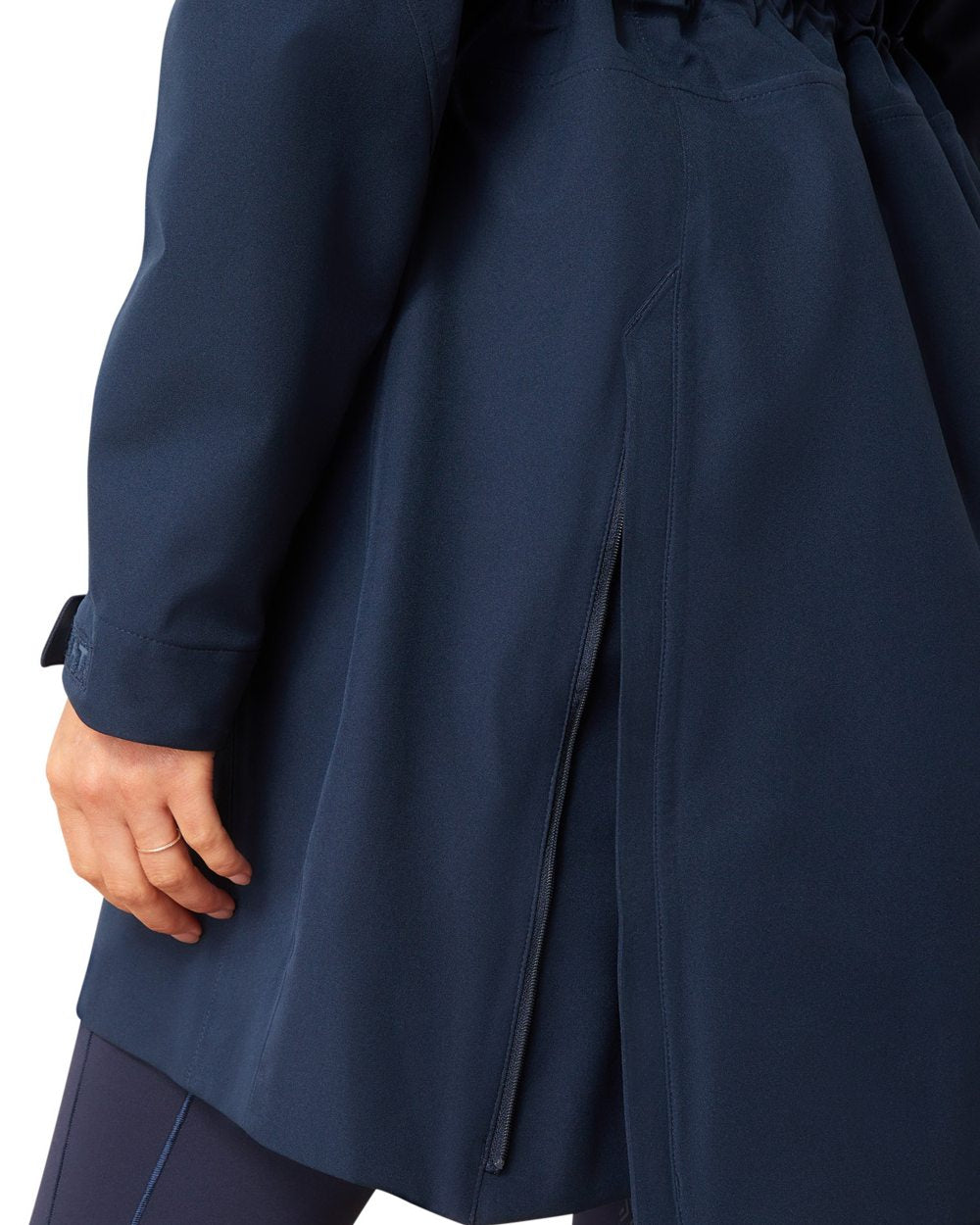 Navy Eclipse Coloured Ariat Womens Coastal Long Waterproof Parka on white background 