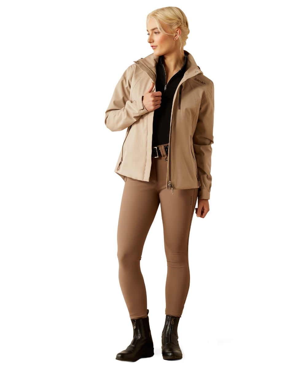 Cape Reed Coloured Ariat Womens Coastal Waterproof Jacket on white background 