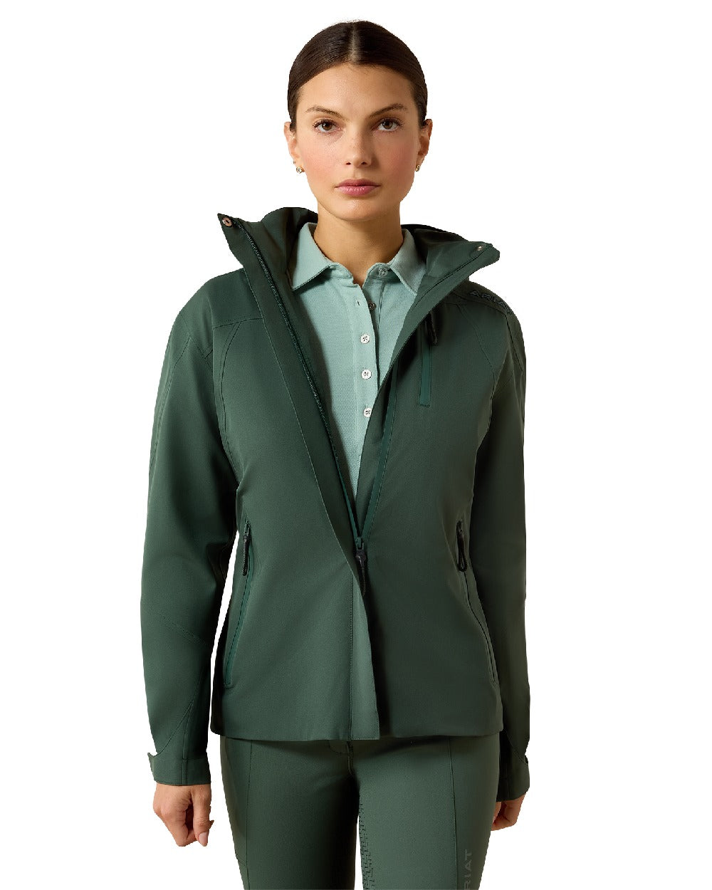Monstera coloured Ariat Womens Coastal Waterproof Jacket on white background 