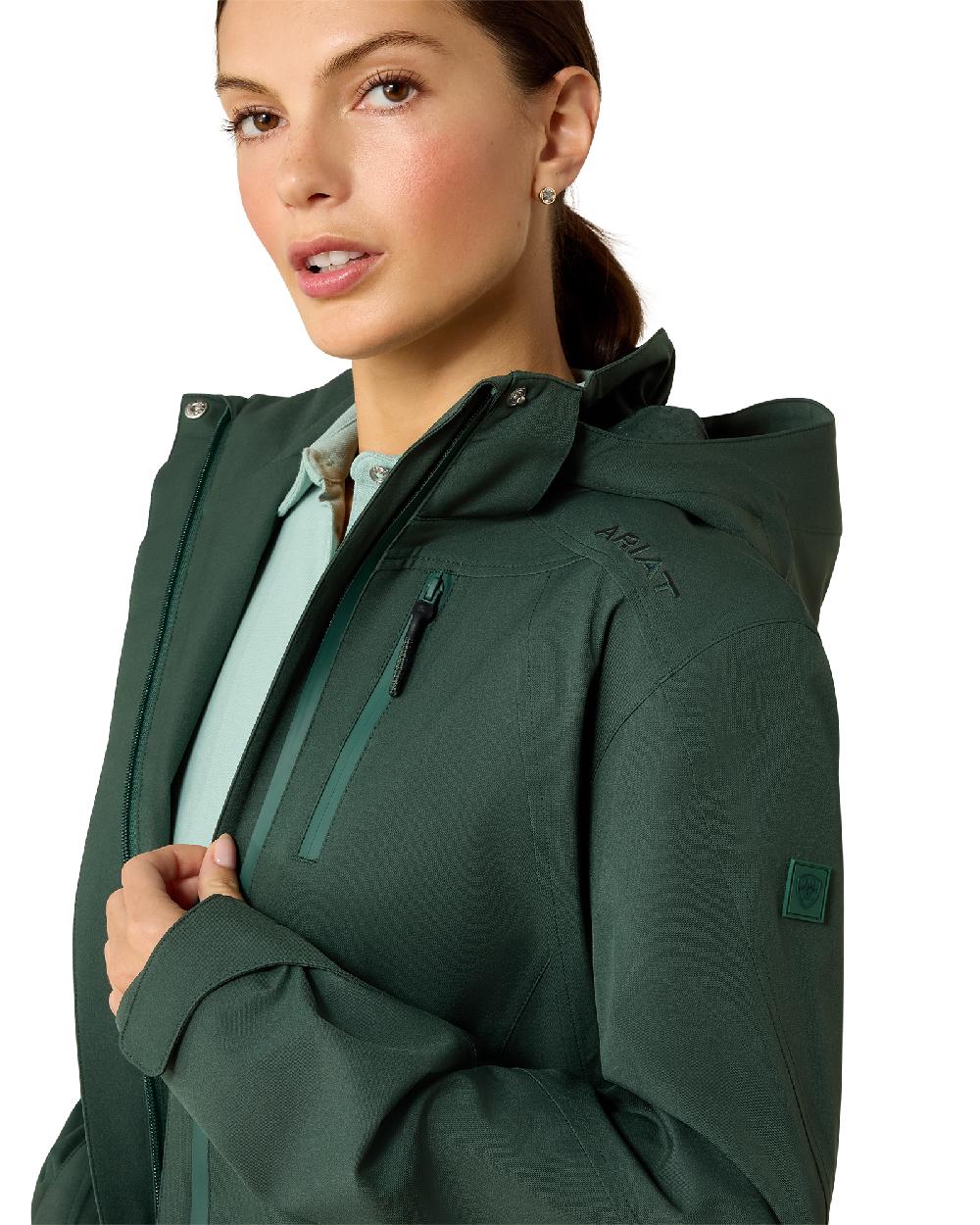Monstera coloured Ariat Womens Coastal Waterproof Jacket on white background 
