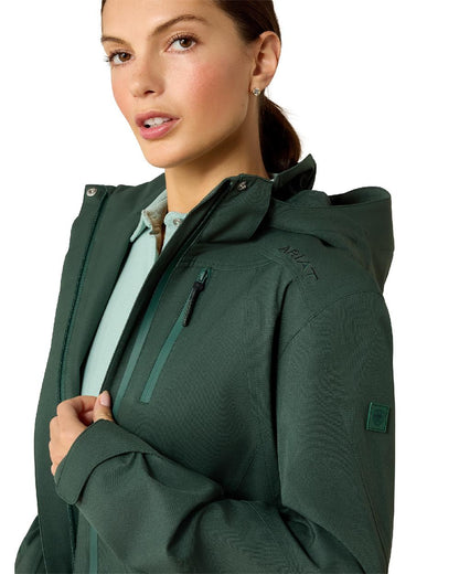 Monstera coloured Ariat Womens Coastal Waterproof Jacket on white background 