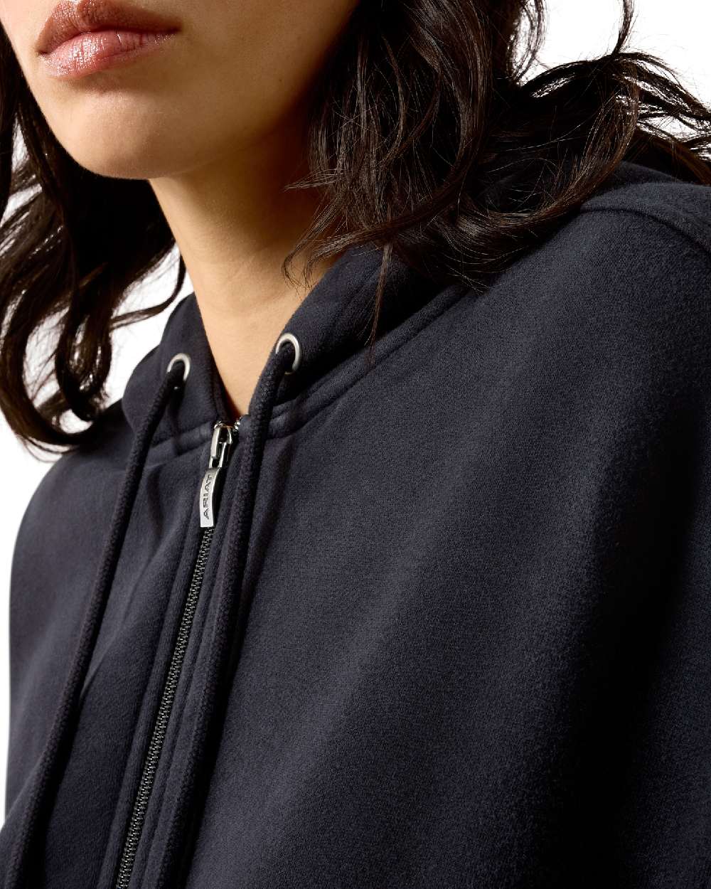 Black coloured Ariat Womens Compass Half Zip Sweatshirt on white background 