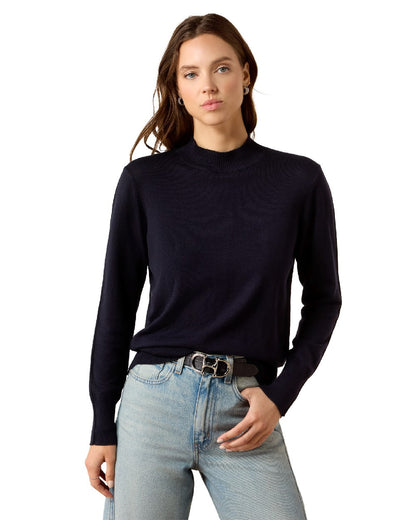 Dark Navy coloured Ariat Womens Coney Sweater on white background 
