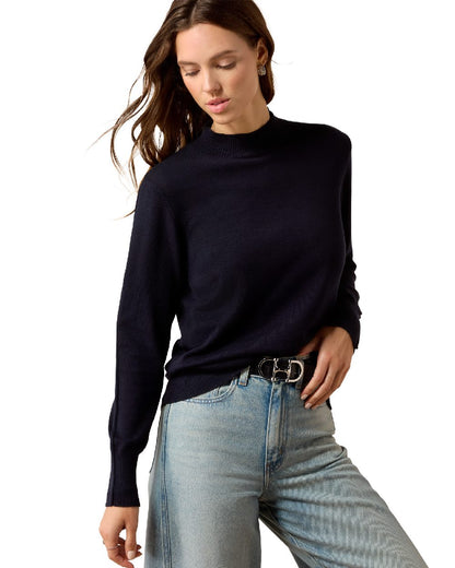 Dark Navy coloured Ariat Womens Coney Sweater on white background 