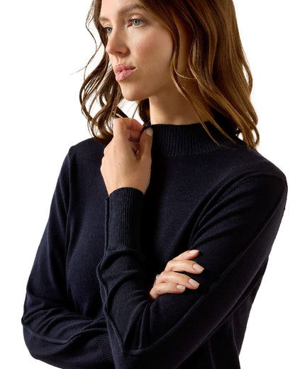Dark Navy coloured Ariat Womens Coney Sweater on white background 