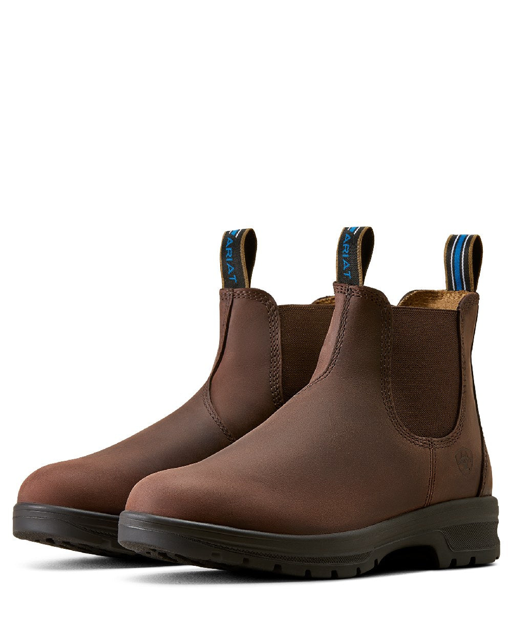 Brunette coloured Ariat Womens Cooper Chelsea Boots on white background 