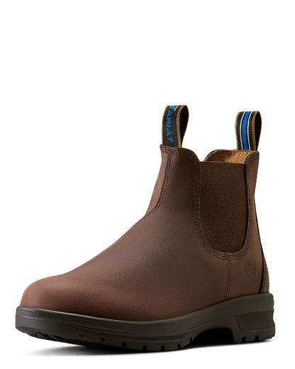 Brunette coloured Ariat Womens Cooper Chelsea Boots on white background 