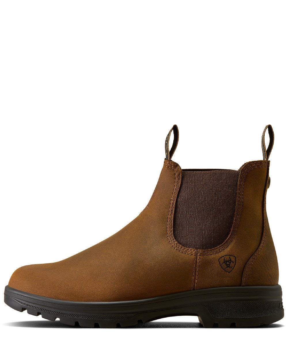 Distressed Copper coloured Ariat Womens Cooper Chelsea Boots on white background 
