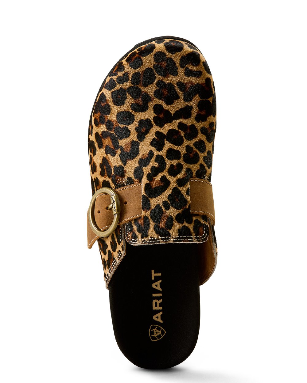Leopard Hair On coloured Ariat Womens Country Mules on white background 