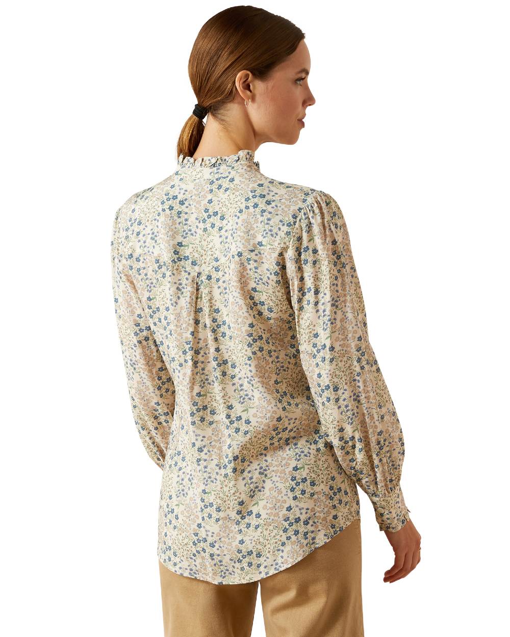 Floral Print coloured Ariat Womens Cricklade Blouse on white background 