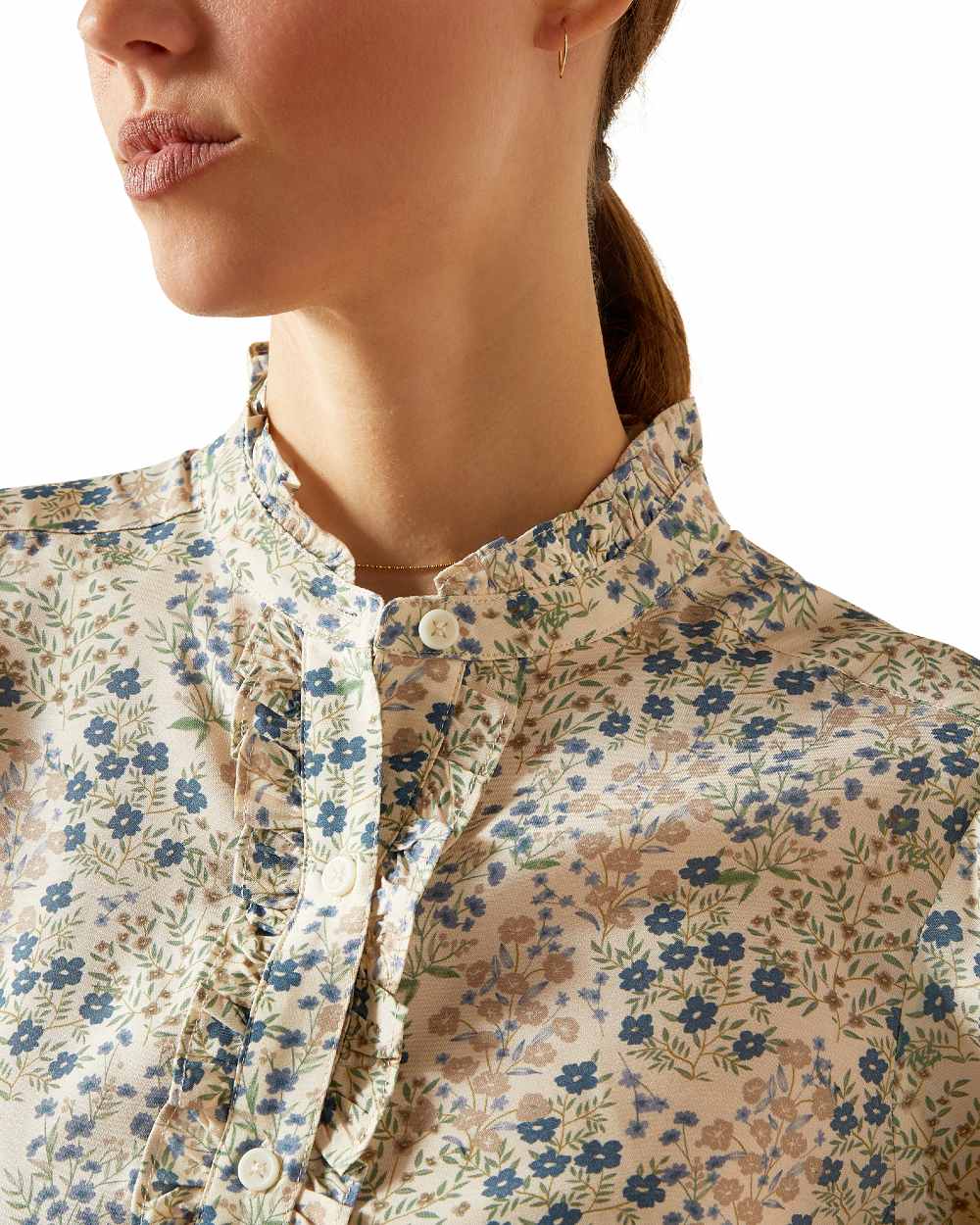 Floral Print coloured Ariat Womens Cricklade Blouse on white background 