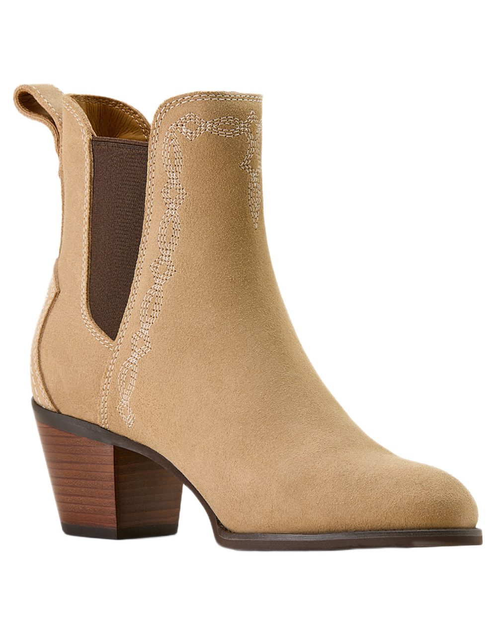 Camel Suede coloured Ariat Womens Demi Boots on white background 