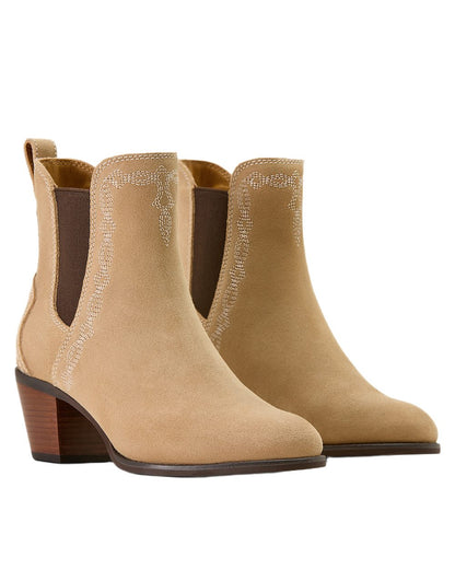 Camel Suede coloured Ariat Womens Demi Boots on white background 