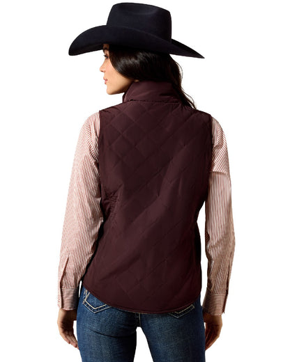 Chocolate Plum Lakeside Southwest coloured Ariat Womens Dilon 2.0 Reversible Insulated Vest on white background 