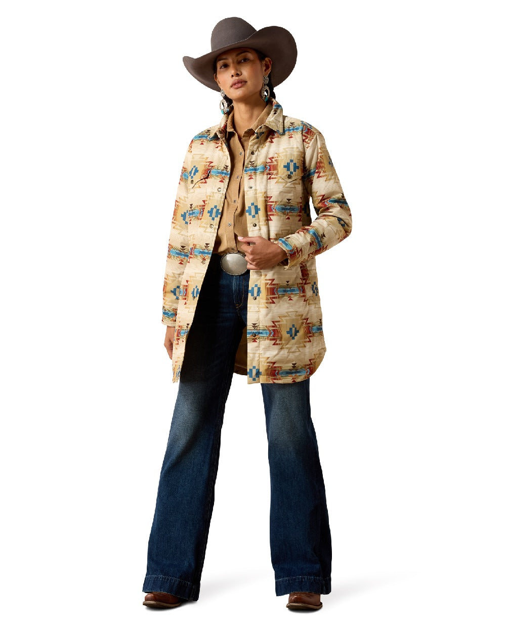 Sonoma Southwest Print coloured Ariat Womens Dilon Parka Jacket on white background 