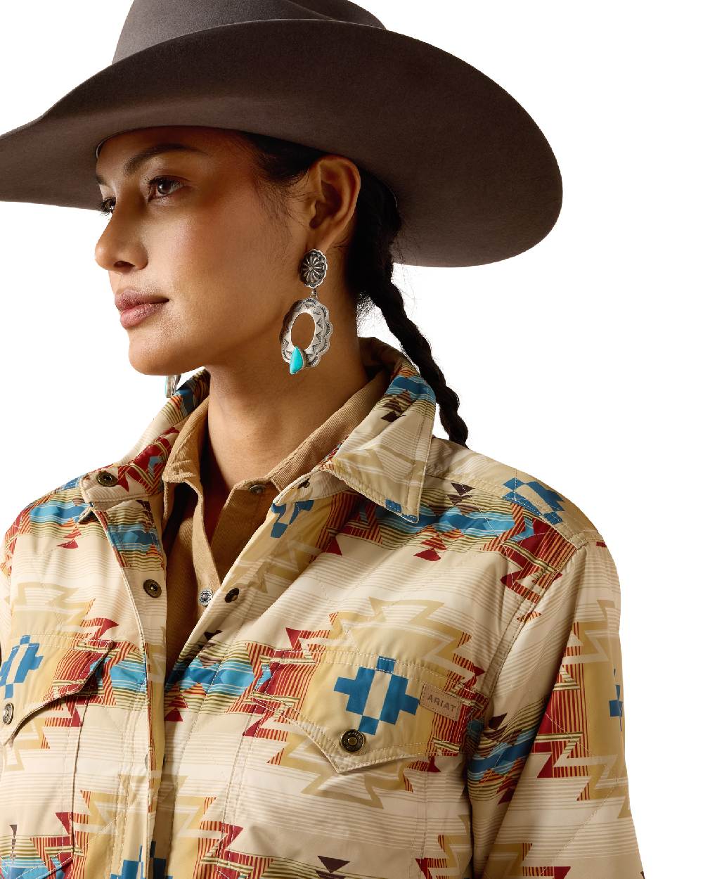Sonoma Southwest Print coloured Ariat Womens Dilon Parka Jacket on white background 