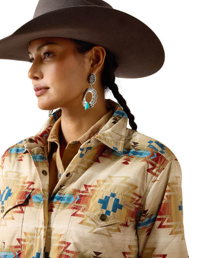 Sonoma Southwest Print coloured Ariat Womens Dilon Parka Jacket on white background 