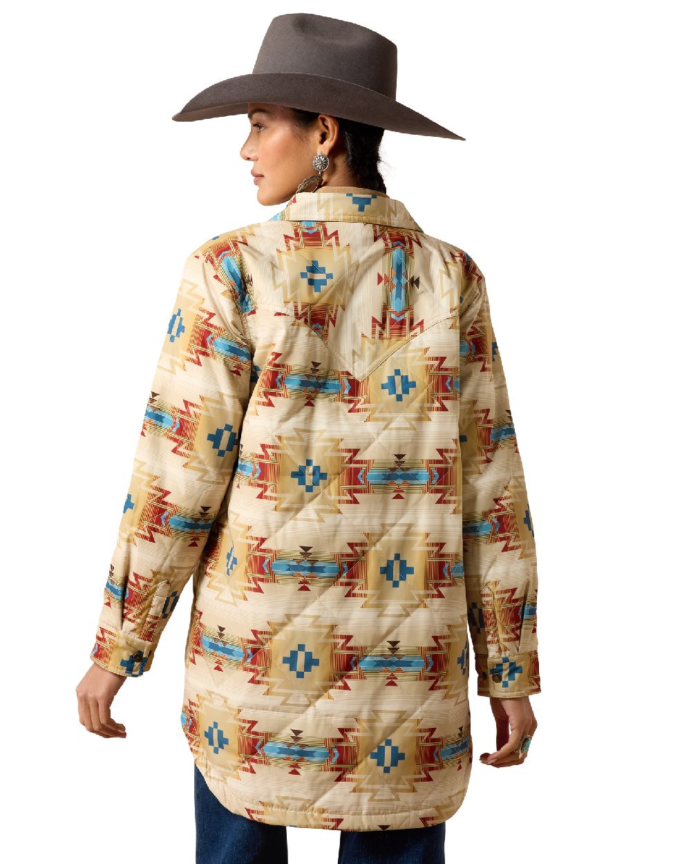 Sonoma Southwest Print coloured Ariat Womens Dilon Parka Jacket on white background 