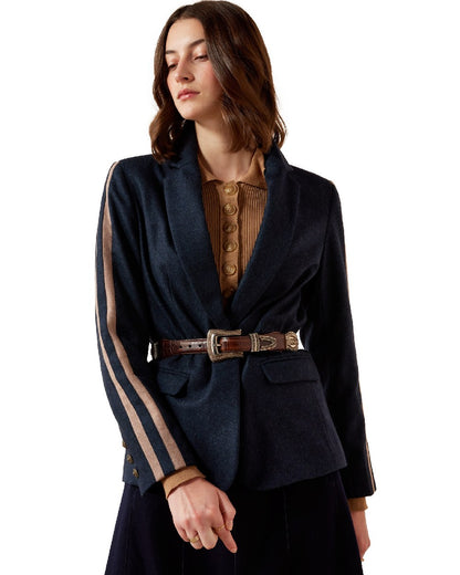 Navy coloured Ariat Womens Dornie Blazer on white background 