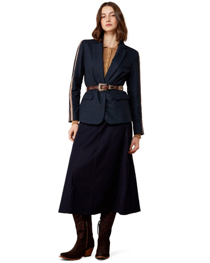 Navy coloured Ariat Womens Dornie Blazer on white background 
