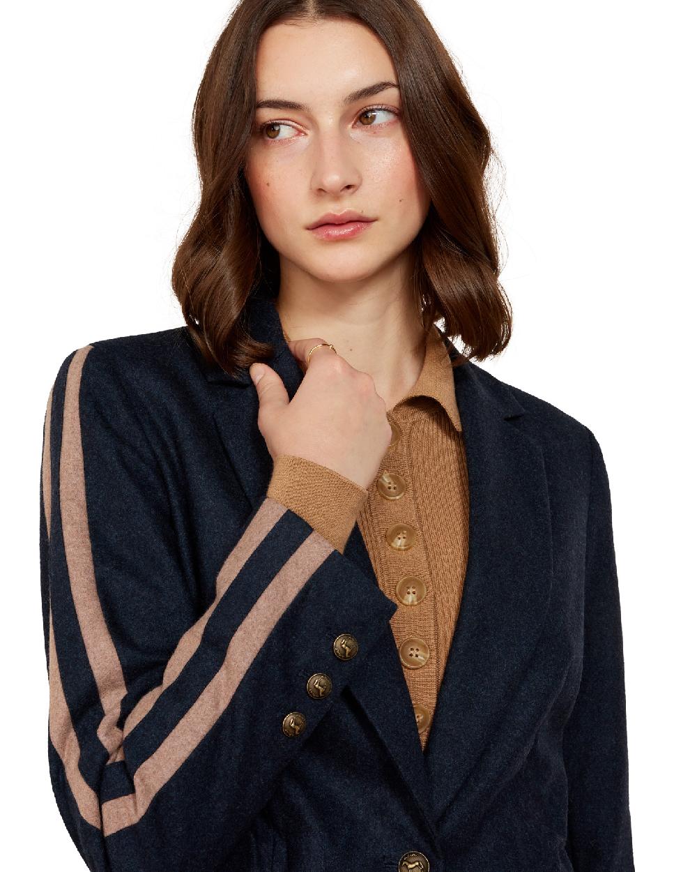 Navy coloured Ariat Womens Dornie Blazer on white background 