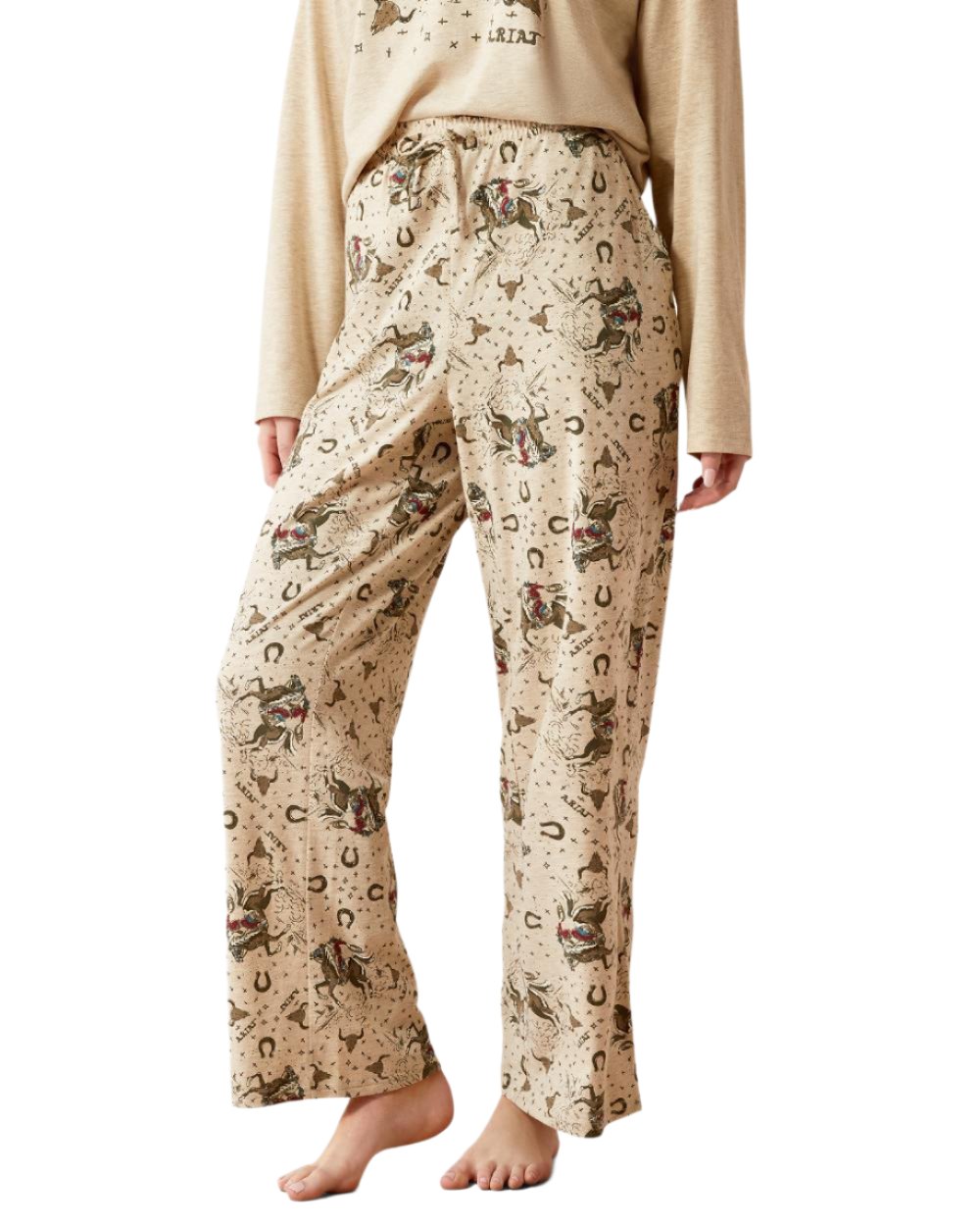 Cowgirl Print coloured Ariat Womens Dreams Pajama Set on white background 