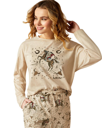 Cowgirl Print coloured Ariat Womens Dreams Pajama Set on white background 