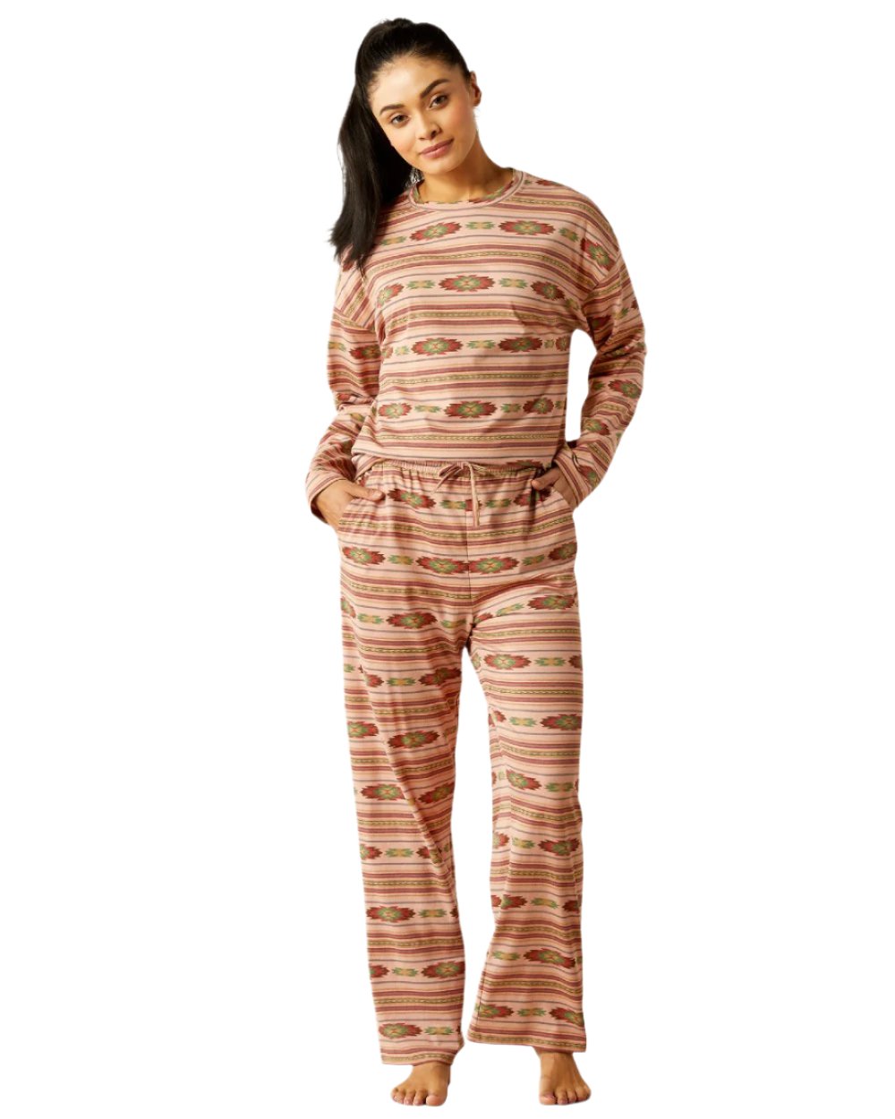 Serape Print coloured Ariat Womens Dreams Pajama Set on white background 