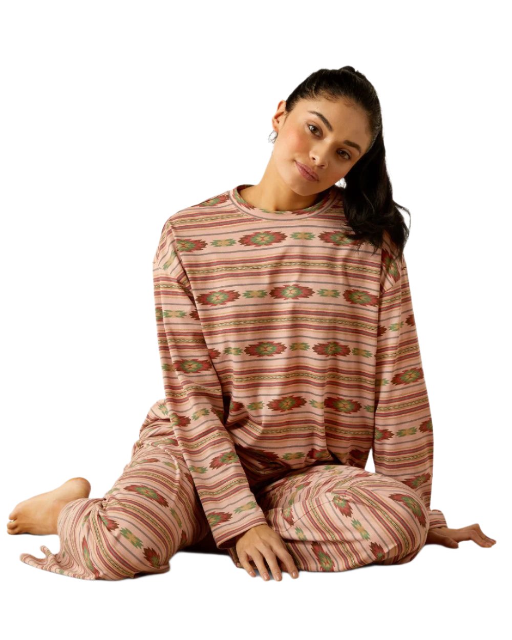 Serape Print coloured Ariat Womens Dreams Pajama Set on white background 