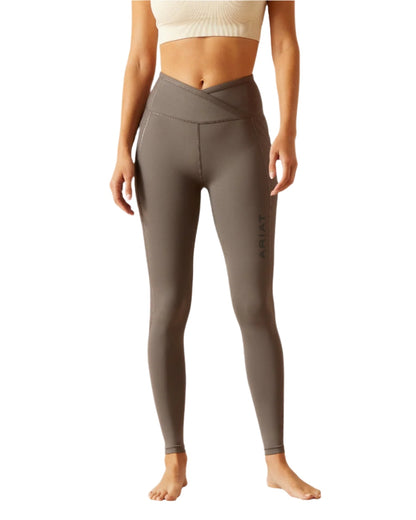 Plum Grey Coloured Ariat Womens Eos Chic Half Grip Tights on white background 