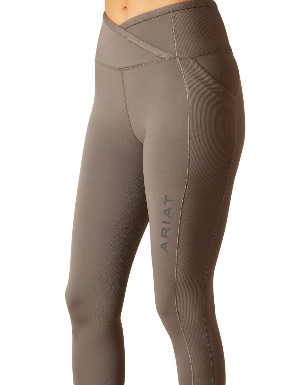 Plum Grey Coloured Ariat Womens Eos Chic Half Grip Tights on white background 