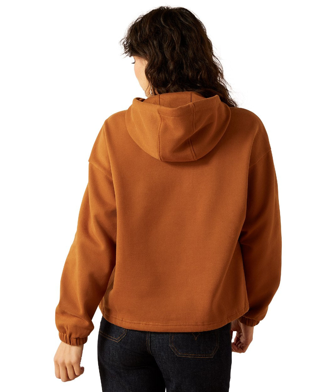 Glazed Ginger Coloured Ariat Womens Essential Sendero Slow Horses Hoodie on white background 