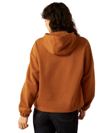 Glazed Ginger Coloured Ariat Womens Essential Sendero Slow Horses Hoodie on white background 