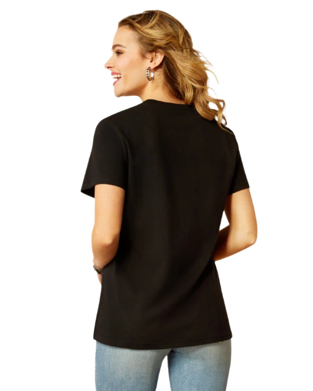 Black Colored Ariat Womens Established Boot Co T-Shirt on white background 