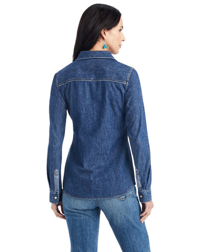 Bluelight Coloured Ariat Womens Farriday Denim Shirt on white background 