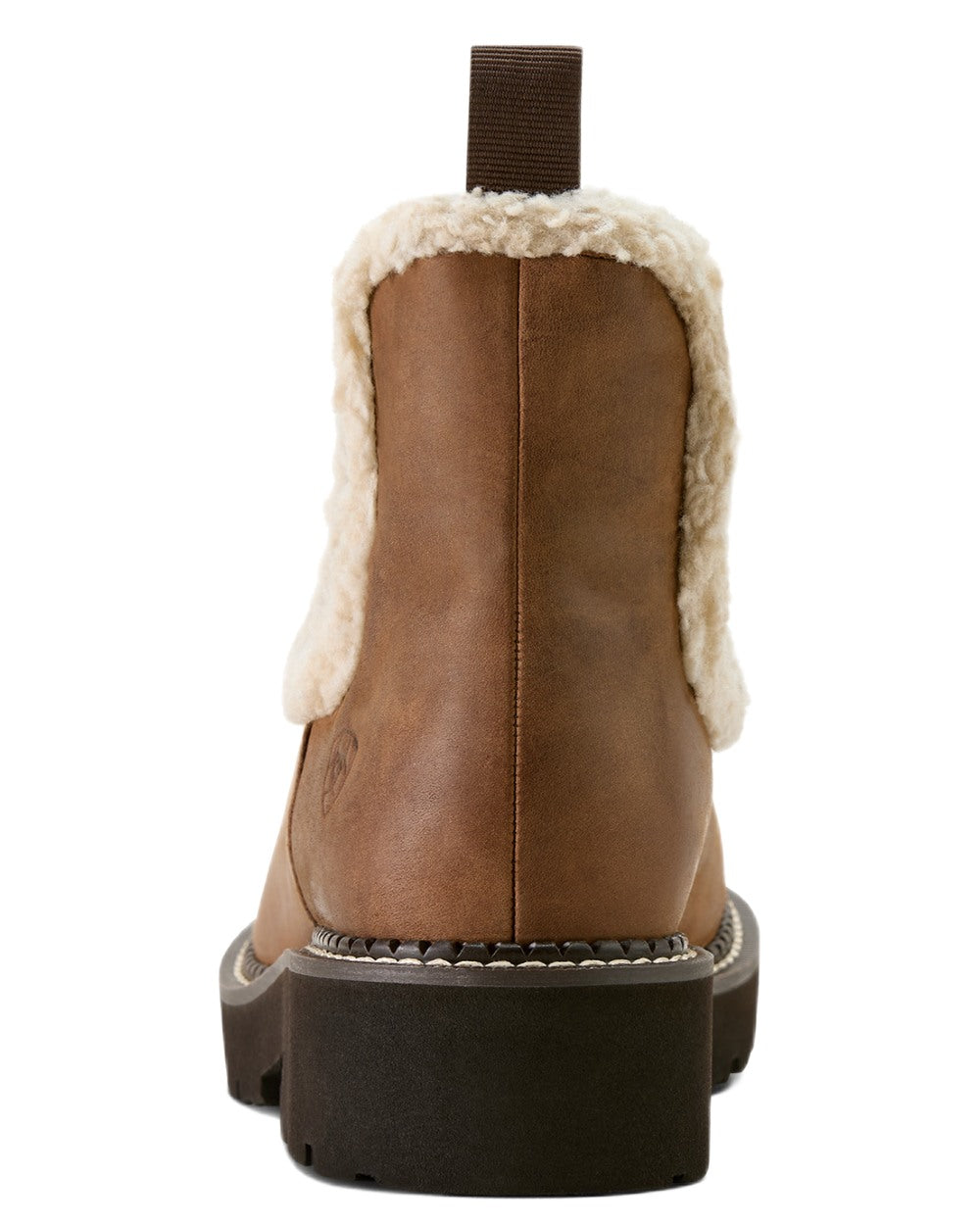 Distressed Brown coloured Ariat Womens Fatbaby Chelsea Cozy Western Boots on white background 