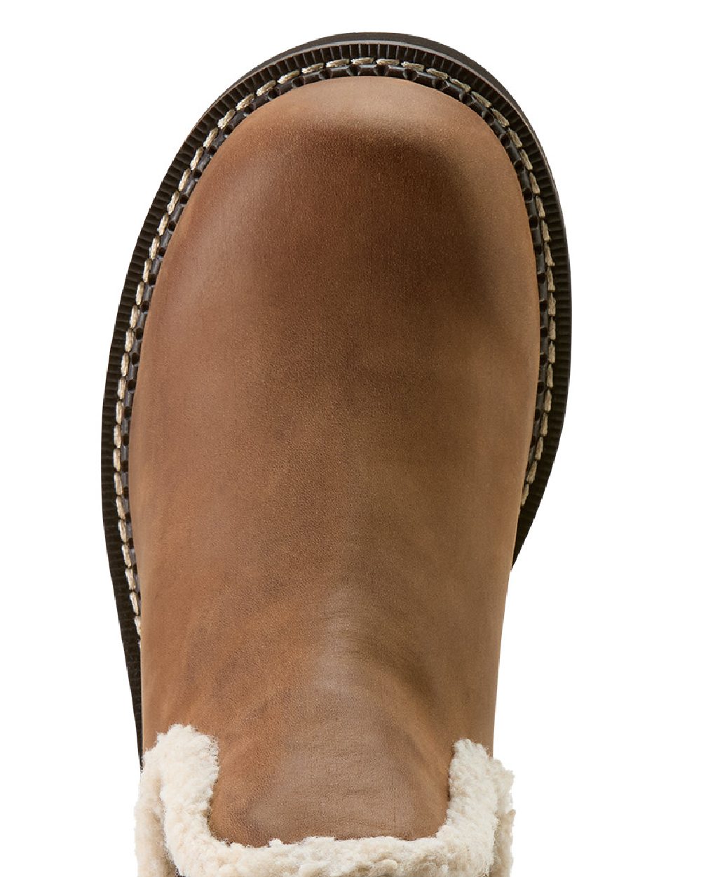 Distressed Brown coloured Ariat Womens Fatbaby Chelsea Cozy Western Boots on white background 