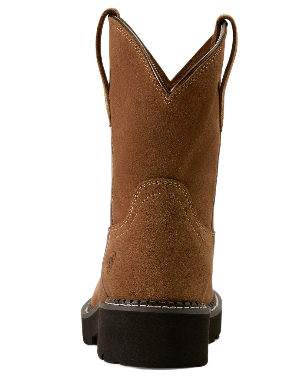 Crushed Peanut coloured Ariat Womens Fatbaby Slouch Western Boots on white background 