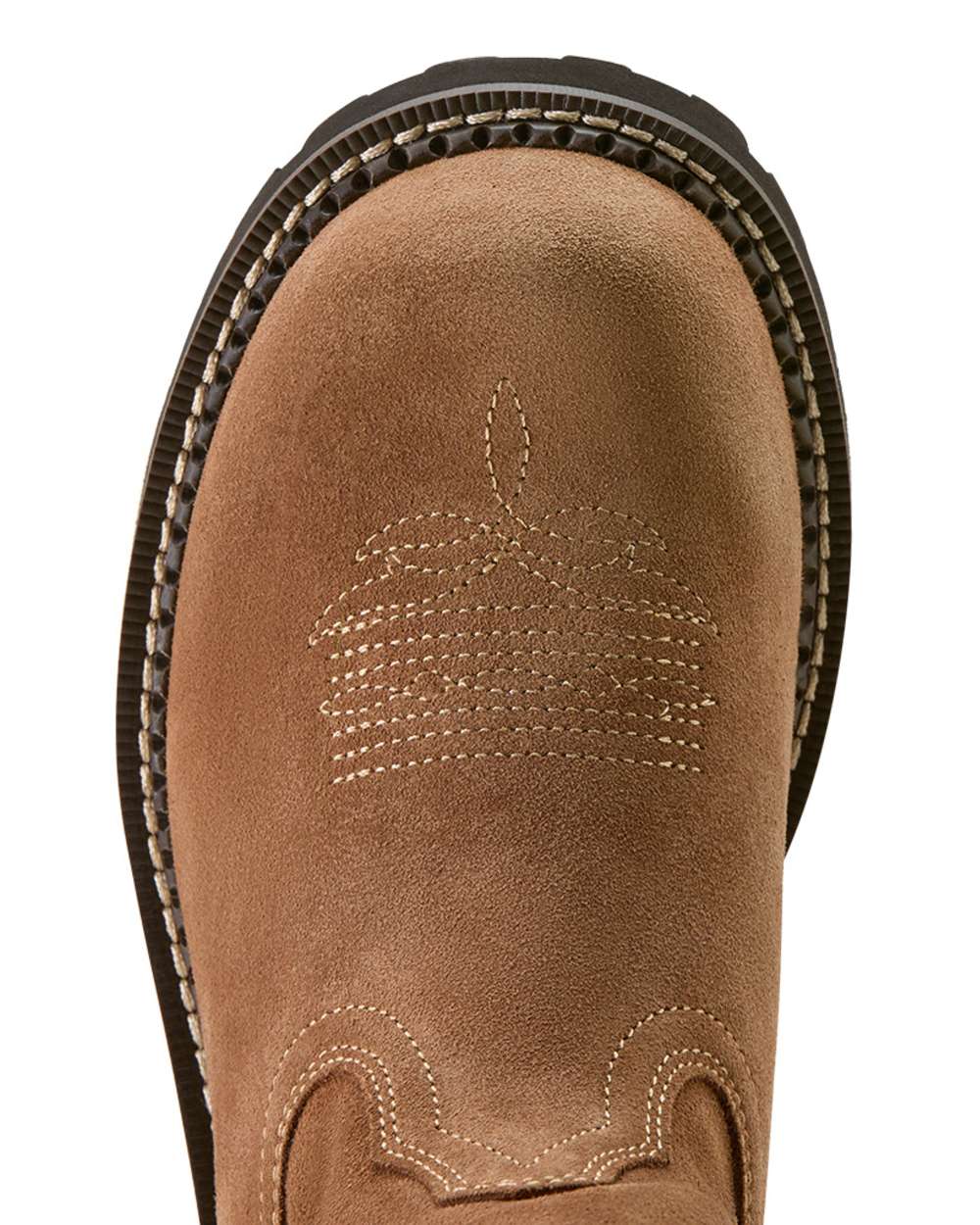 Crushed Peanut coloured Ariat Womens Fatbaby Slouch Western Boots on white background 