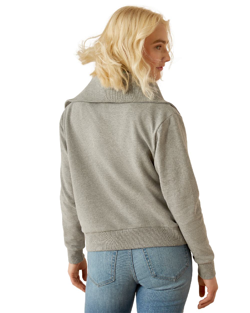 Heather Grey coloured Ariat Womens Fern Half Zip Sweatshirt on white background 