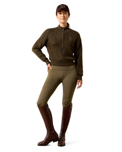Earth coloured Ariat Womens Foxleigh Half Zip Sweater on white background 