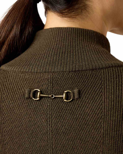 Earth coloured Ariat Womens Foxleigh Half Zip Sweater on white background 