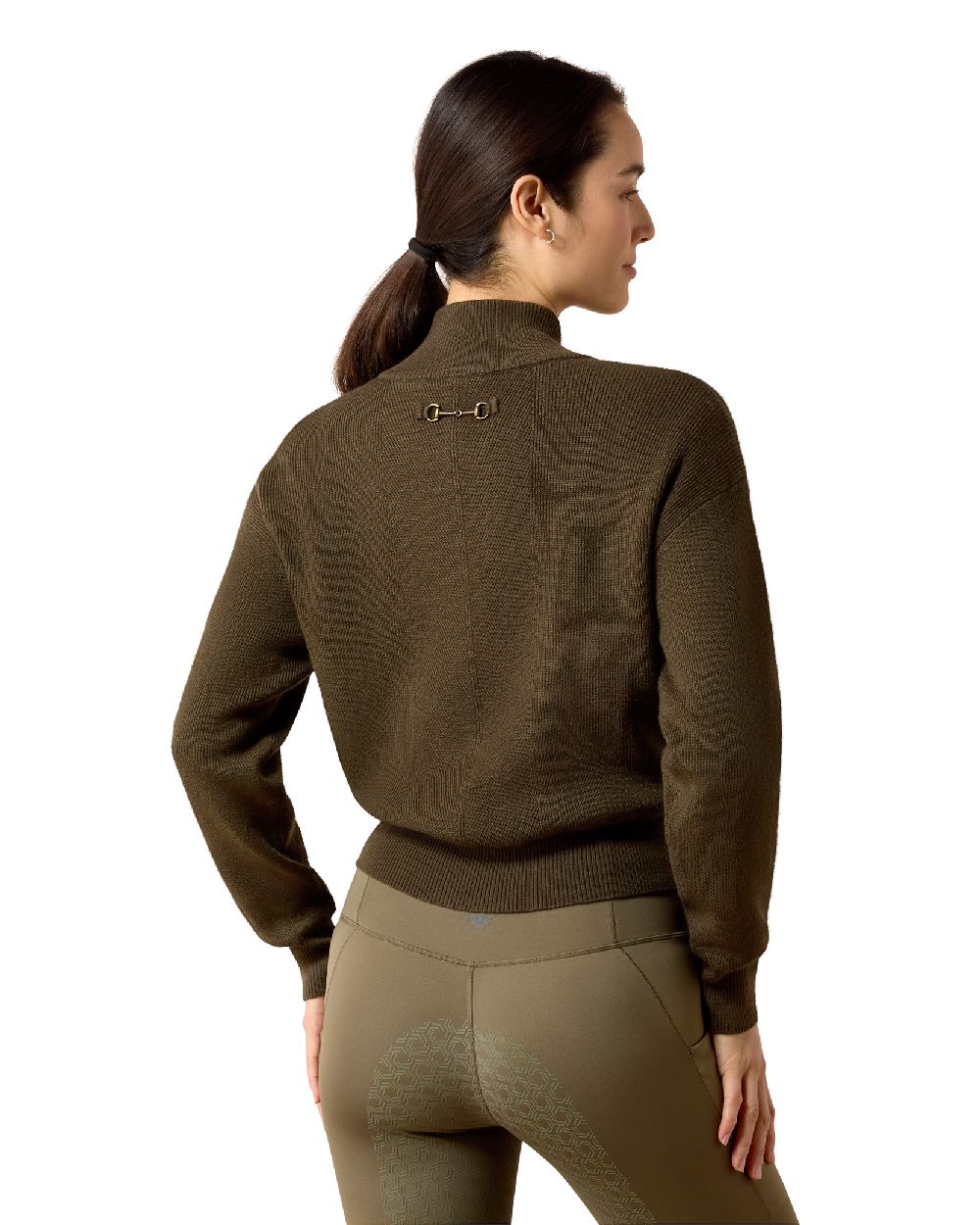 Earth coloured Ariat Womens Foxleigh Half Zip Sweater on white background 