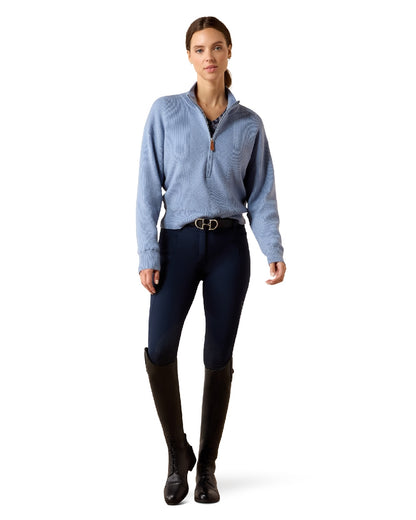 Rainwashed coloured Ariat Womens Foxleigh Half Zip Sweater on white background 