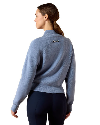 Rainwashed coloured Ariat Womens Foxleigh Half Zip Sweater on white background 