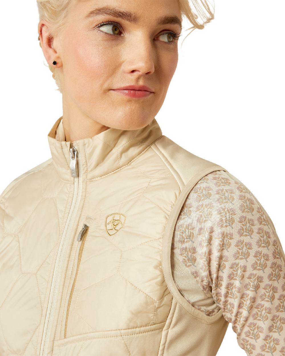 Almond Milk coloured Ariat Womens Fusion Insulated Vest on white background 