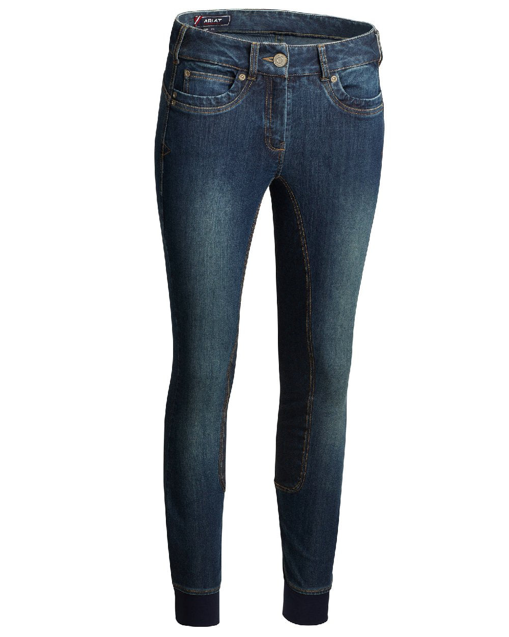 Marine coloured Ariat Womens Halo Denim Full Seat Breech on white background 