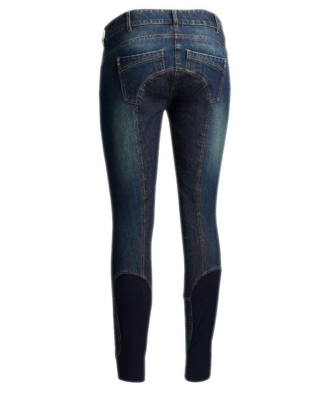 Marine coloured Ariat Womens Halo Denim Full Seat Breech on white background 